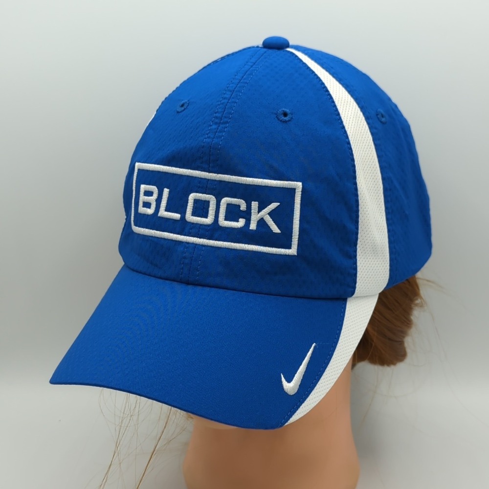 Nike Block Hat Cap Heritage86 Golf DRI FIT Adjustable Blue White Double Shoosh